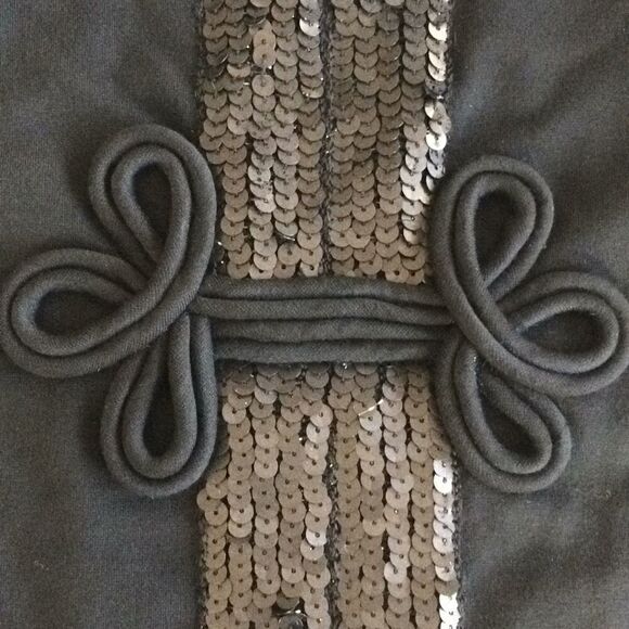 Lilly Pulitzer black tunic top-front bow/sequins-6 - Picture 8 of 8